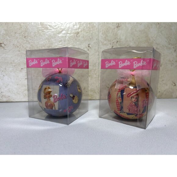 Set of Two Vintage 1996 Matrix BARBIE Holiday Ball Ornaments - NIB - Picture 1 of 3